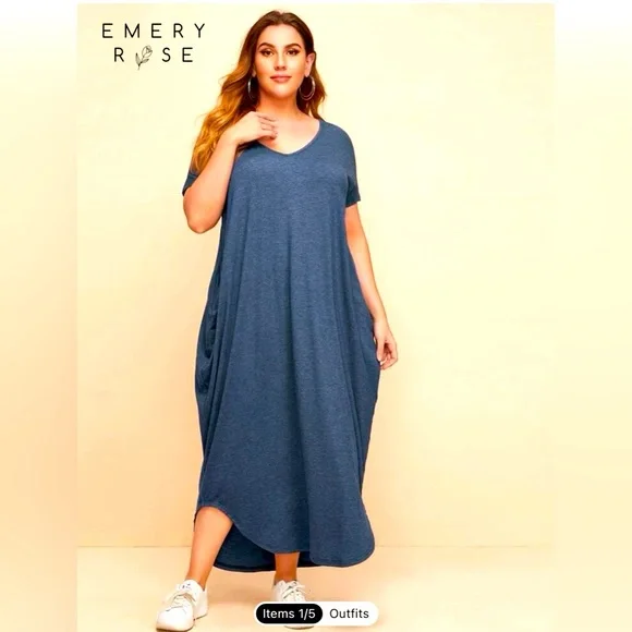 Shein Dresses | Shein Plus Draped Side Curved Hem Dress | Color: Blue | Size: 2x | _Styledbygigi's Closet